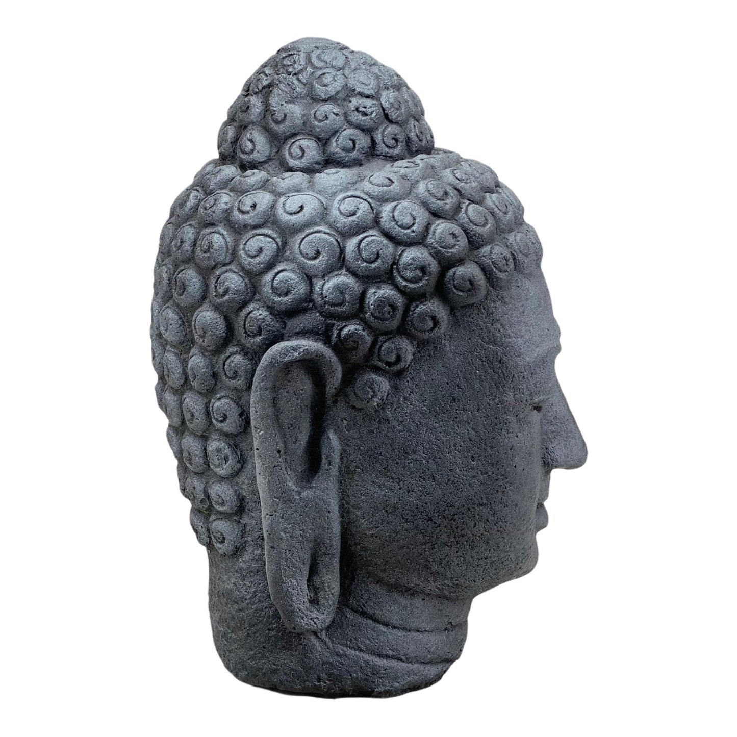 Buddha Kopf - Garten Deko Raumdeko - Gegossene Stein Figur Wetterfest - Steingemisch Grau - 30x19x21 cm