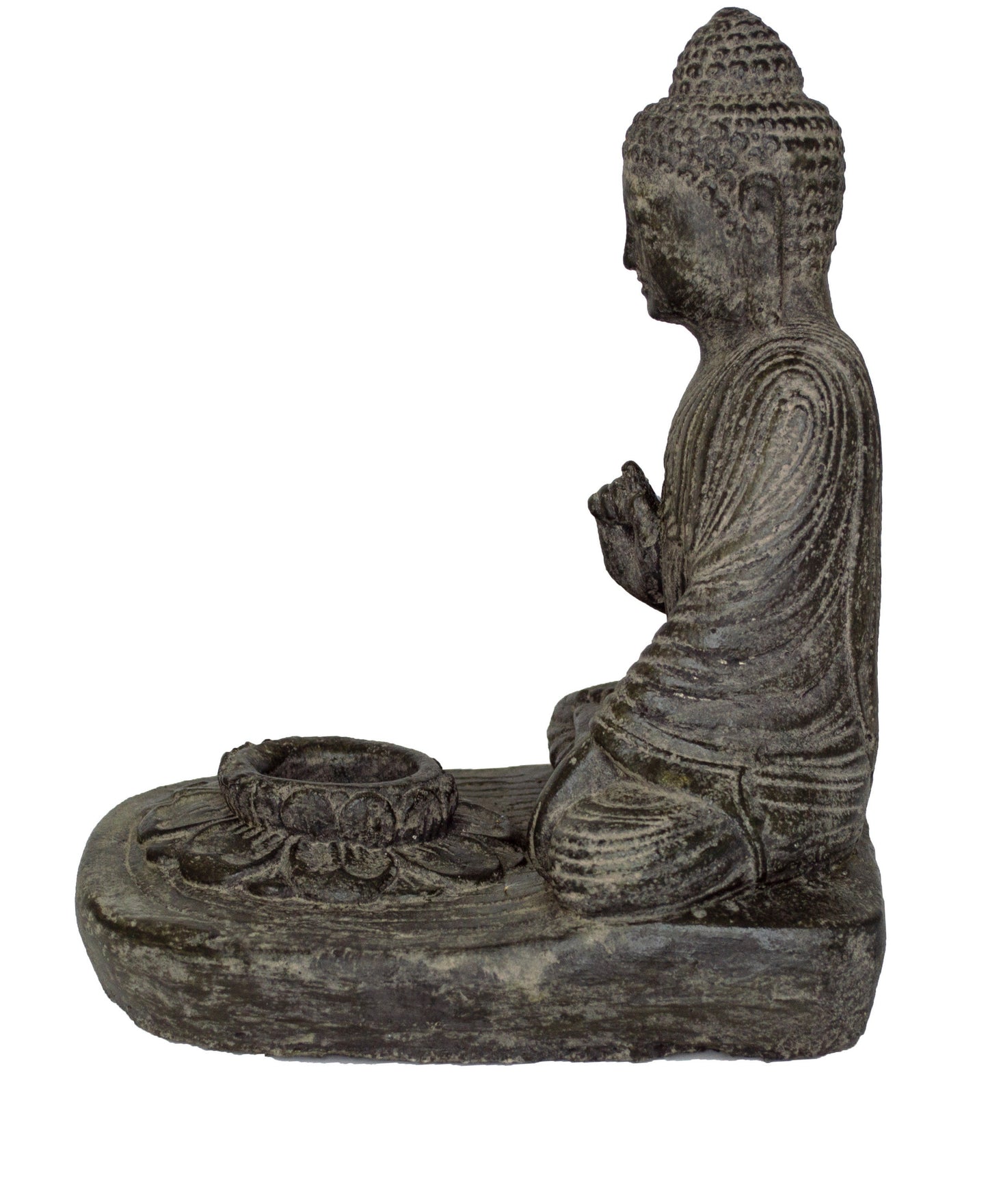 Buddha decorative stone statue approx. 25cm sitting tealight candle figure