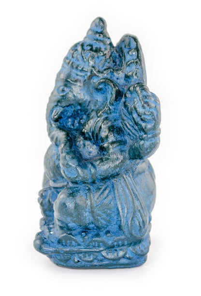 Ganesha Sculpture Hindu Deity Stone Figure Lucky Statue Approx. 12 cm Elephant Blue