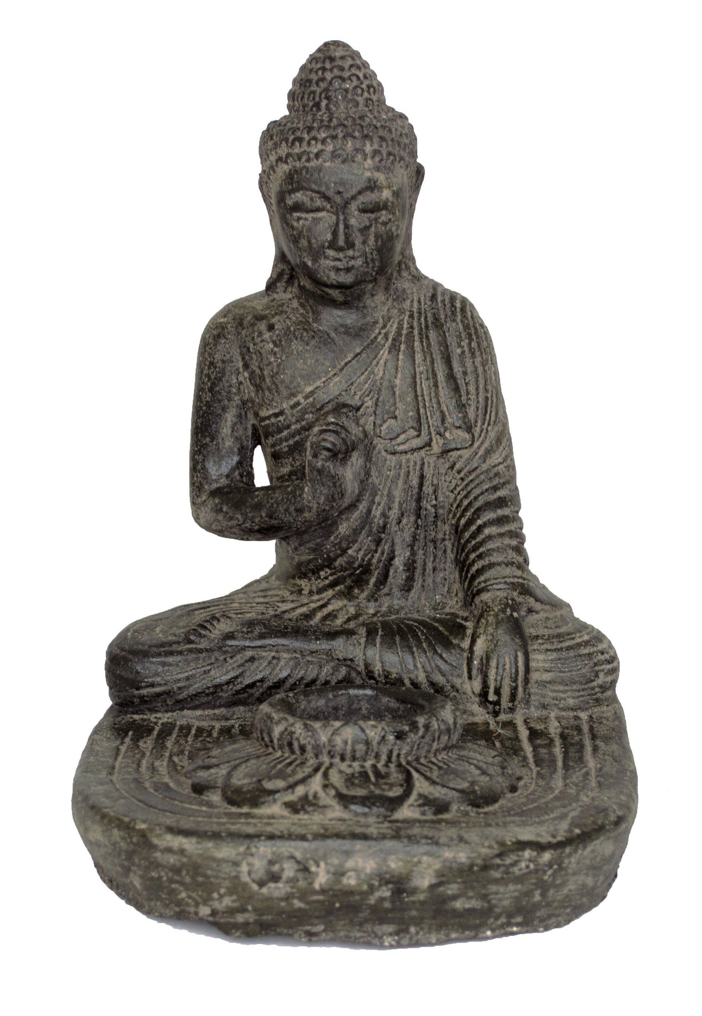 Buddha decorative stone statue approx. 25cm sitting tealight candle figure