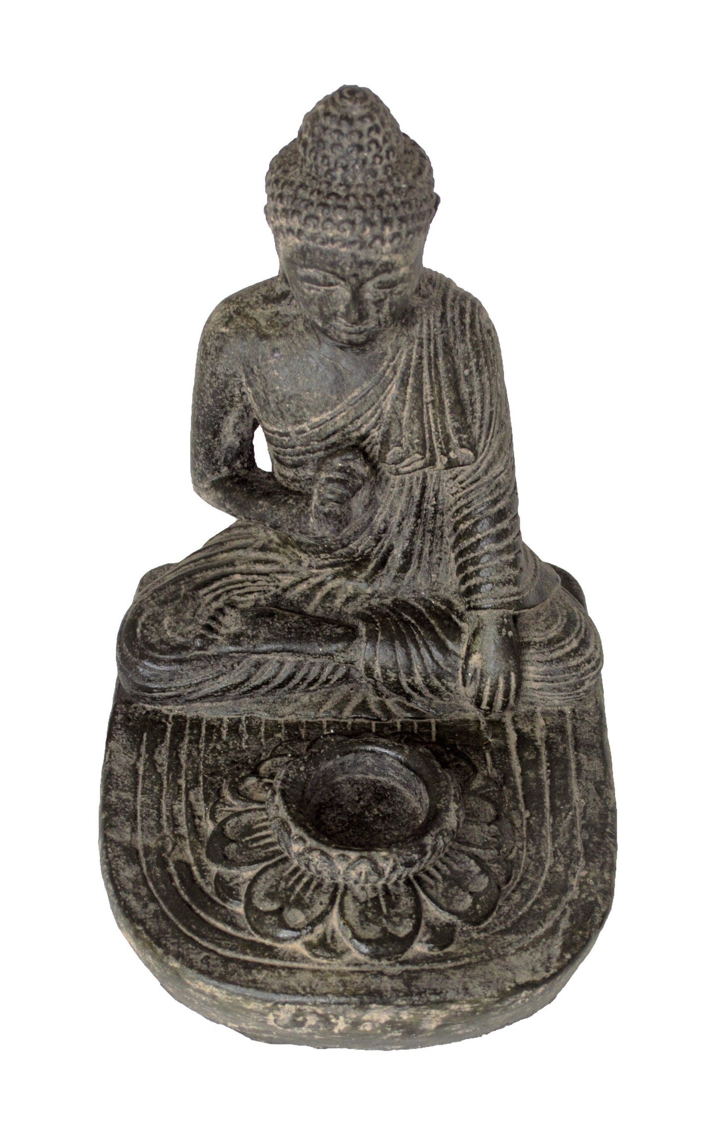 Buddha decorative stone statue approx. 25cm sitting tealight candle figure