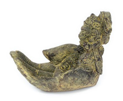 Ganesha Stein Hand Skulptur Figur Räucherstäbchenhalter Elefant ca. 15cm Gelb Dekoration Seifenschale