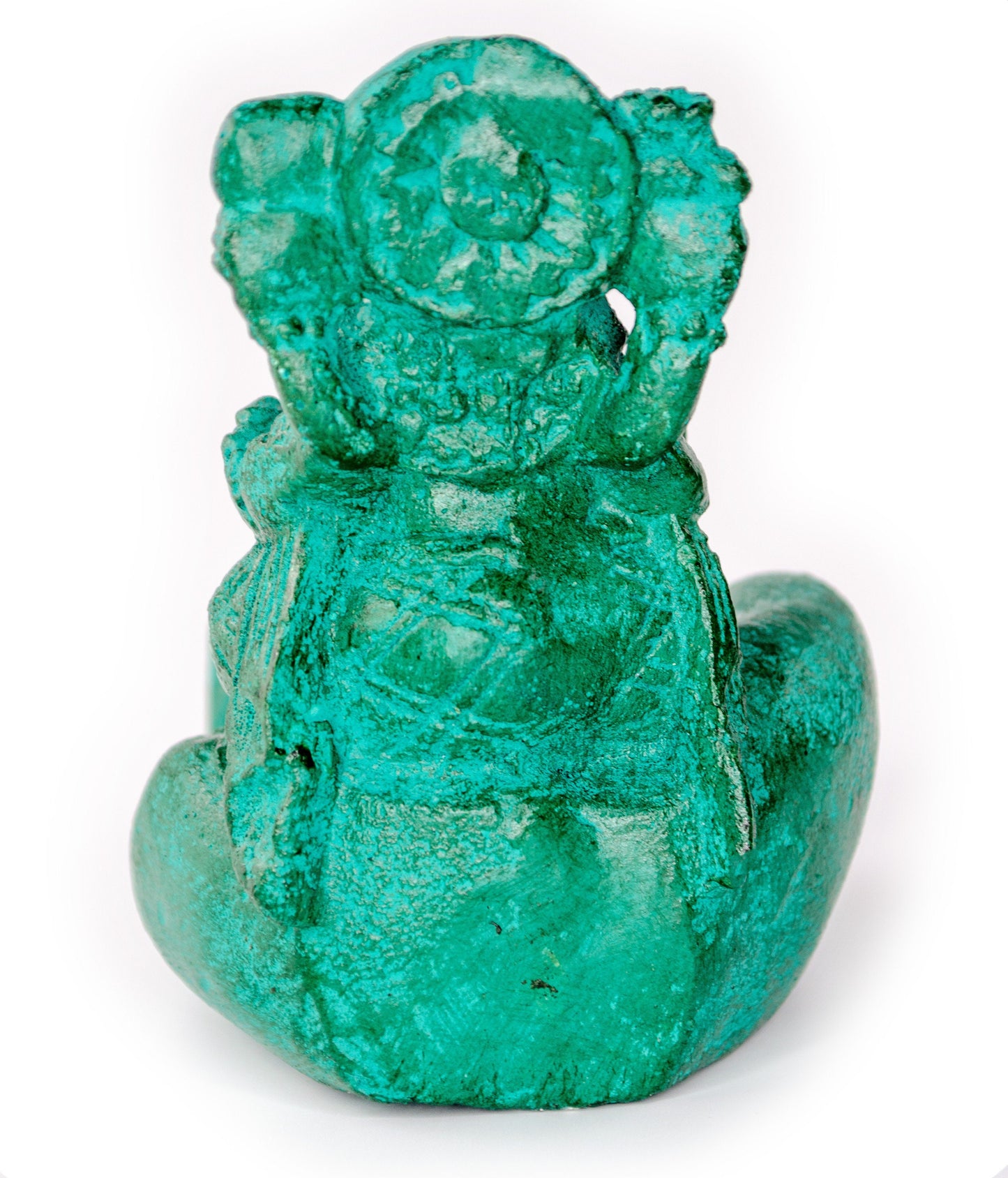 Ganesha Stein Hand Skulptur Figur Räucherstäbchenhalter Elefant ca. 15cm Grün Dekoration