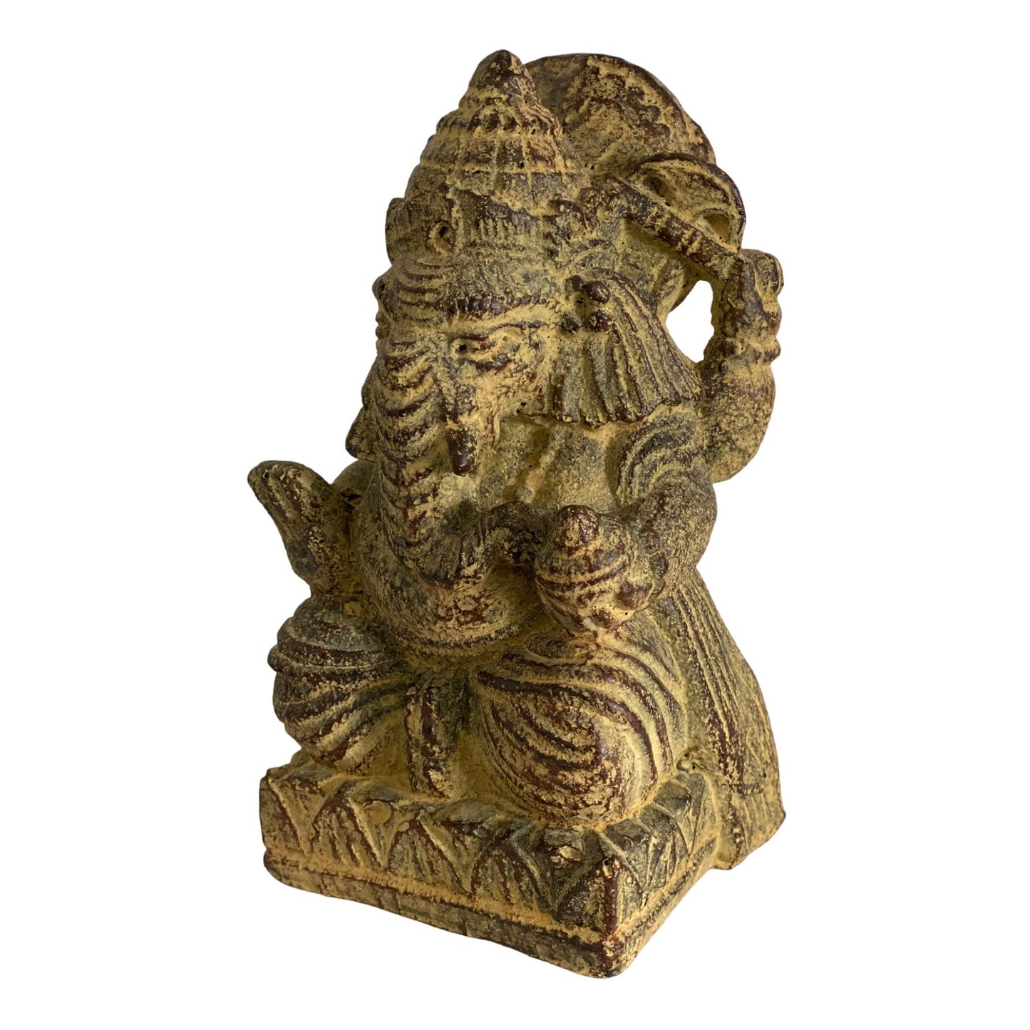 Ganesha Sculpture Hindu Deity Stone Figure Lucky Statue Approx. 14 cm Elephant Yellow