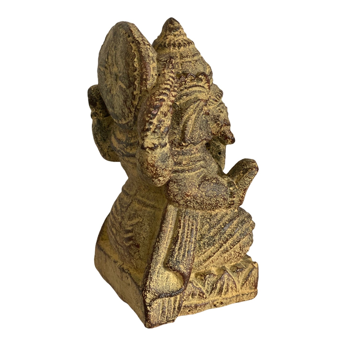 Ganesha Sculpture Hindu Deity Stone Figure Lucky Statue Approx. 14 cm Elephant Yellow