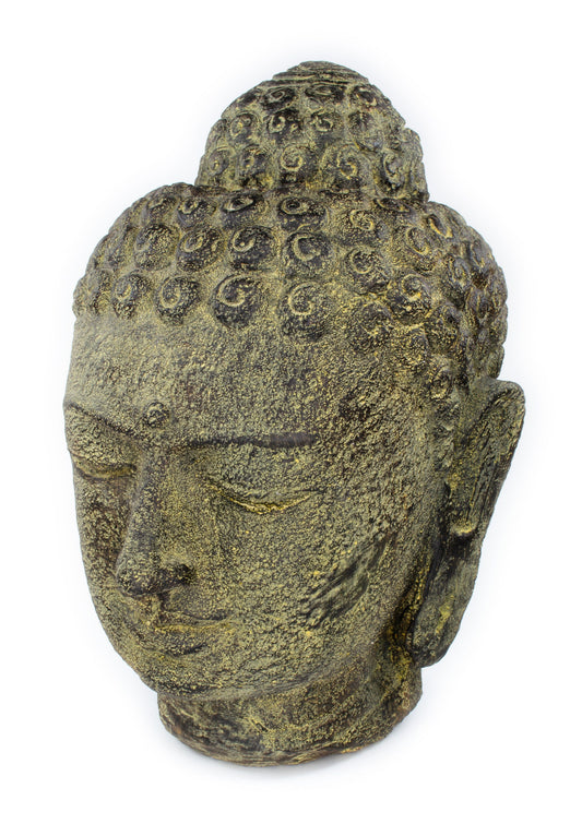 Buddha Kopf Stein 30cm Skulptur Statue Steinfigur Deko Steingemisch - Für Innenbereich