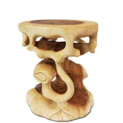 Holz Beistelltisch - Holzhocker Blumenhocker Hocker - Handgefertigt - Rund in Bonsai Style Saman-Holz - 40x30x30 cm