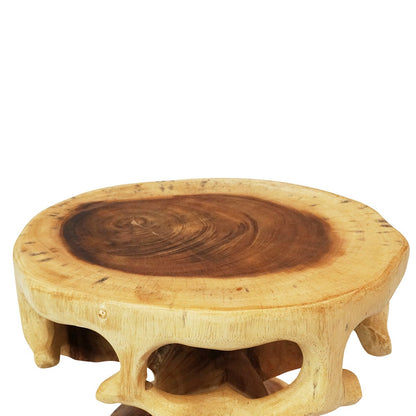Holz Beistelltisch - Holzhocker Blumenhocker Hocker - Handgefertigt - Rund in Bonsai Style Saman-Holz - 40x30x30 cm